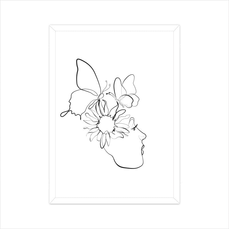 Flower Head Women One Line Art