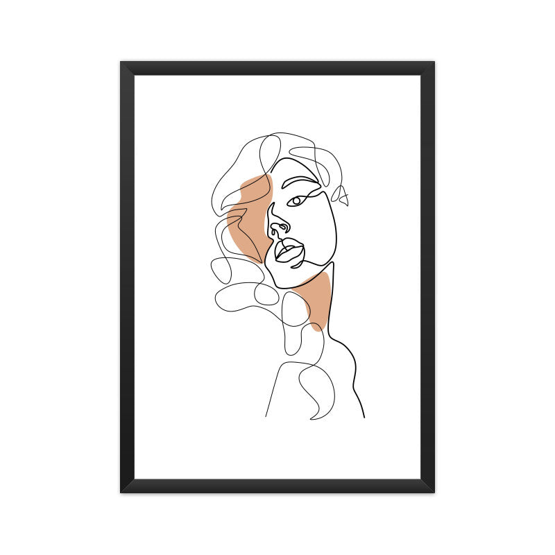 Cute Girl Face One Line Art