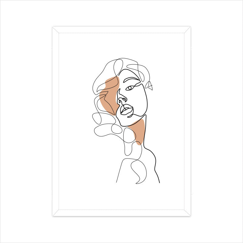 Cute Girl Face One Line Art