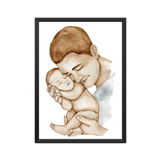 Daddy and Newborn Baby One Line Art