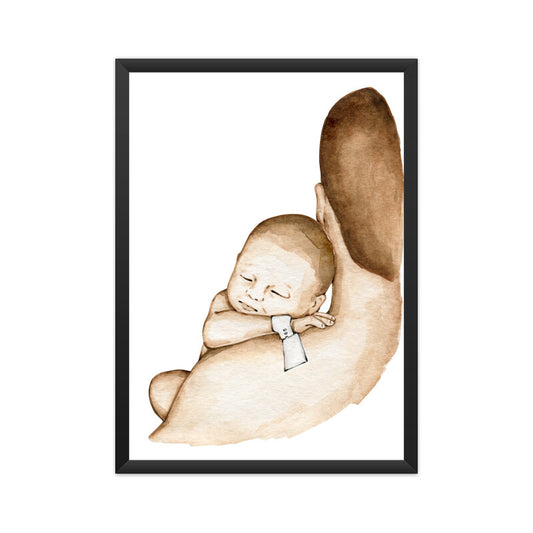 Daddy and Newborn Baby One Line Art