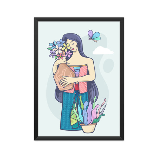 Woman with Butterfly &amp; Flower Vase Wall Art