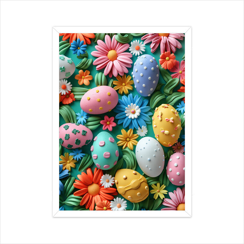 Beautiful Easter Eggs and Flowers Wall Art