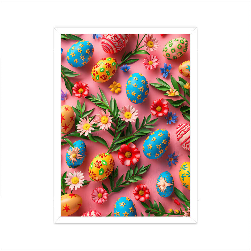 Beautiful Easter Eggs and Flowers Wall Art