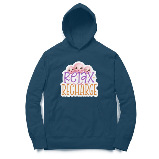 Relax and Recharge - Printed Unisex hoodie pattern with an oversized fit