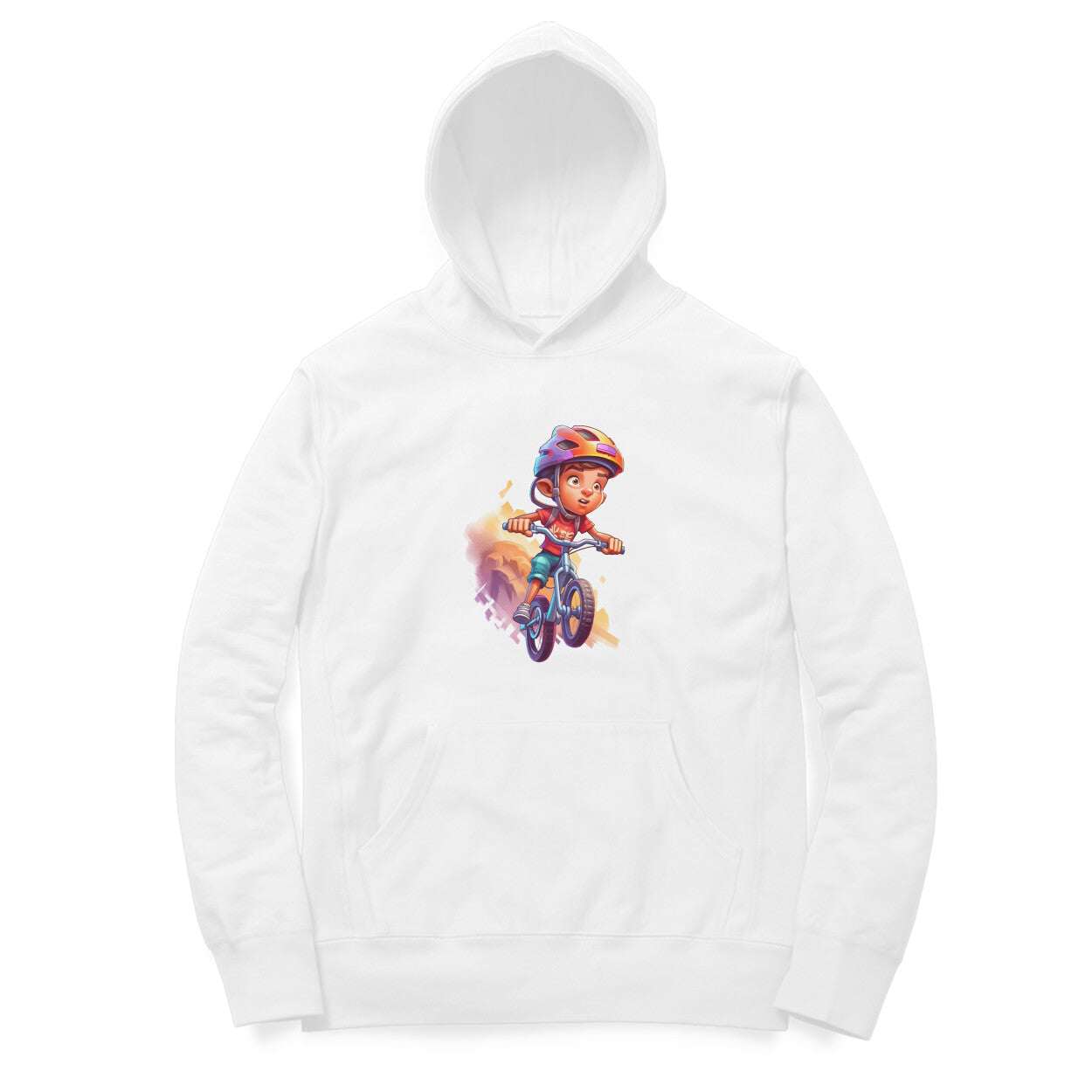 Mountain Biker Design Printed Unisex hoodie pattern with an oversized fit