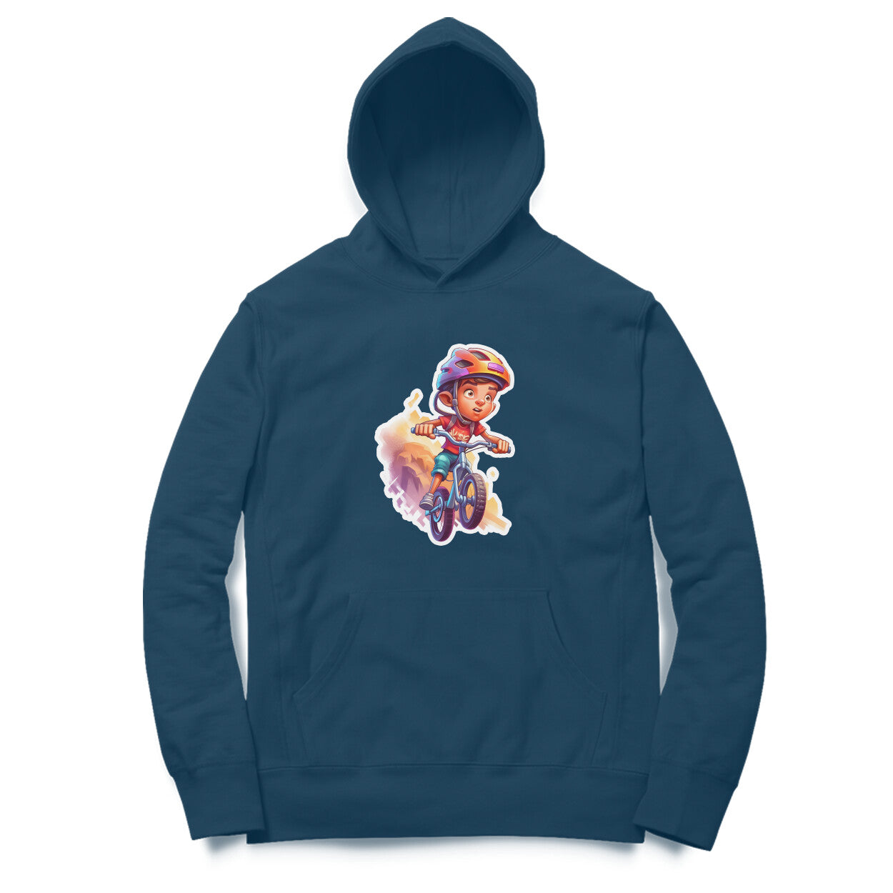 Mountain Biker Design Printed Unisex hoodie pattern with an oversized fit