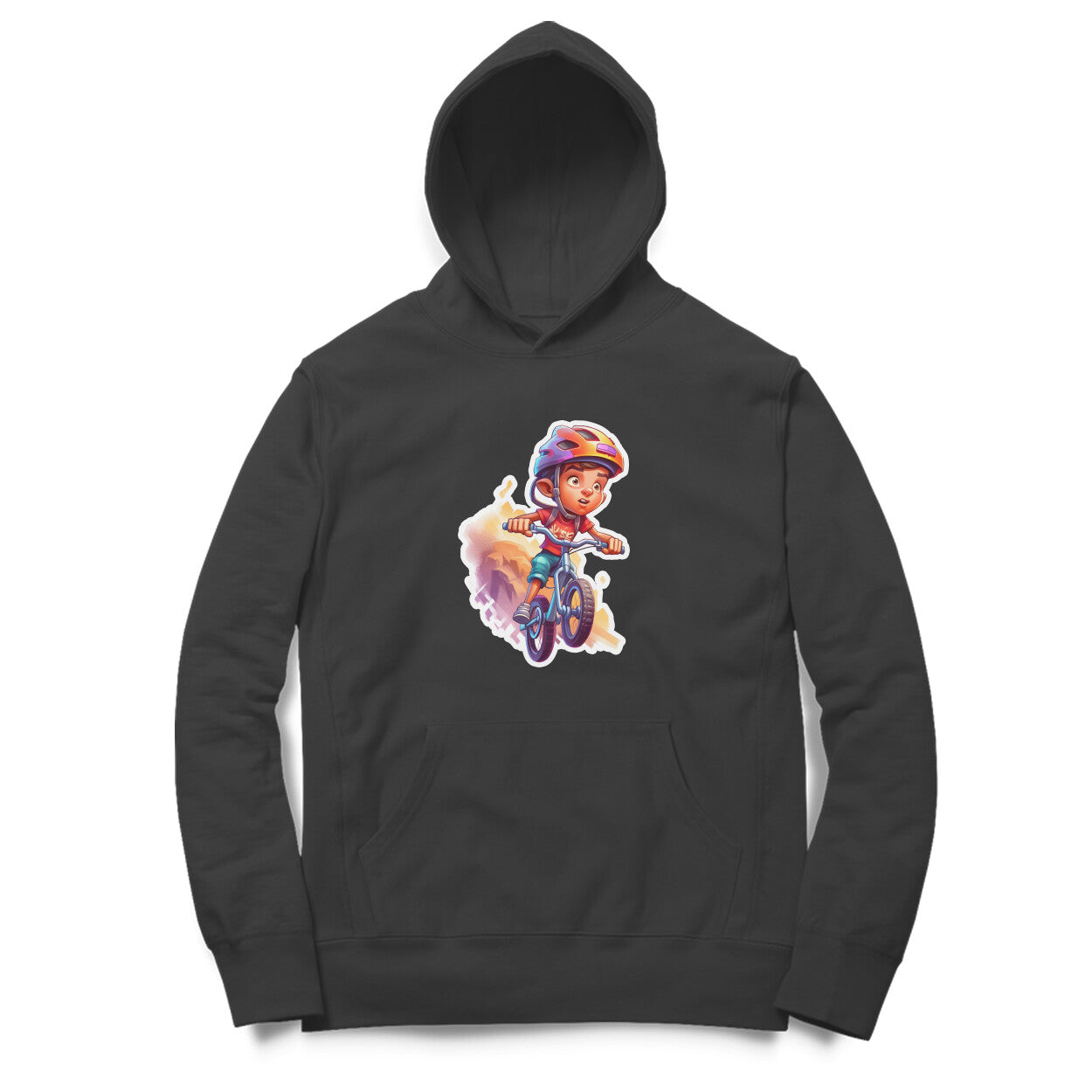 Mountain Biker Design Printed Unisex hoodie pattern with an oversized fit