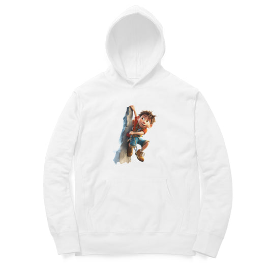 Rock Climber Design Printed Unisex hoodie pattern with an oversized fit