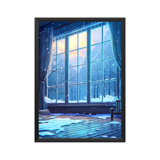 Beautiful Snowy Winter Snowstorm Inside a Room Wall Art