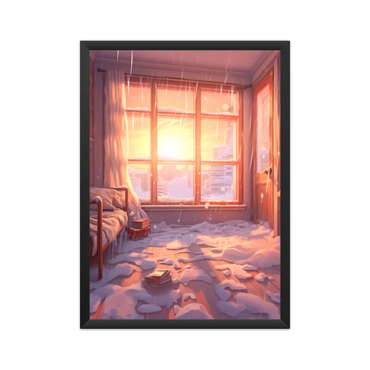 Beautiful Snowy Winter Snowstorm Inside a Room Wall Art