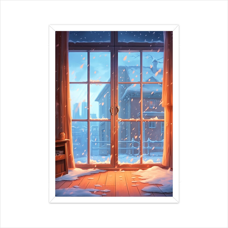 Beautiful Snowy Winter Snowstorm Inside a Room Wall Art