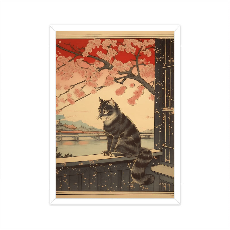 Beautiful Cat Japanese Style Wall Art