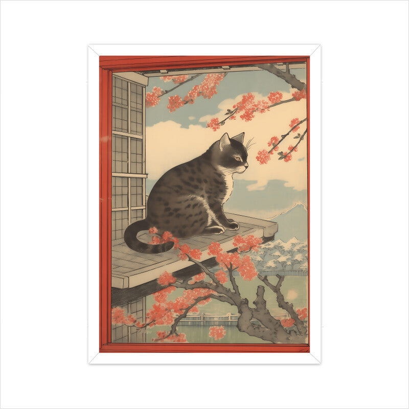 Beautiful Cat Japanese Style Wall Art