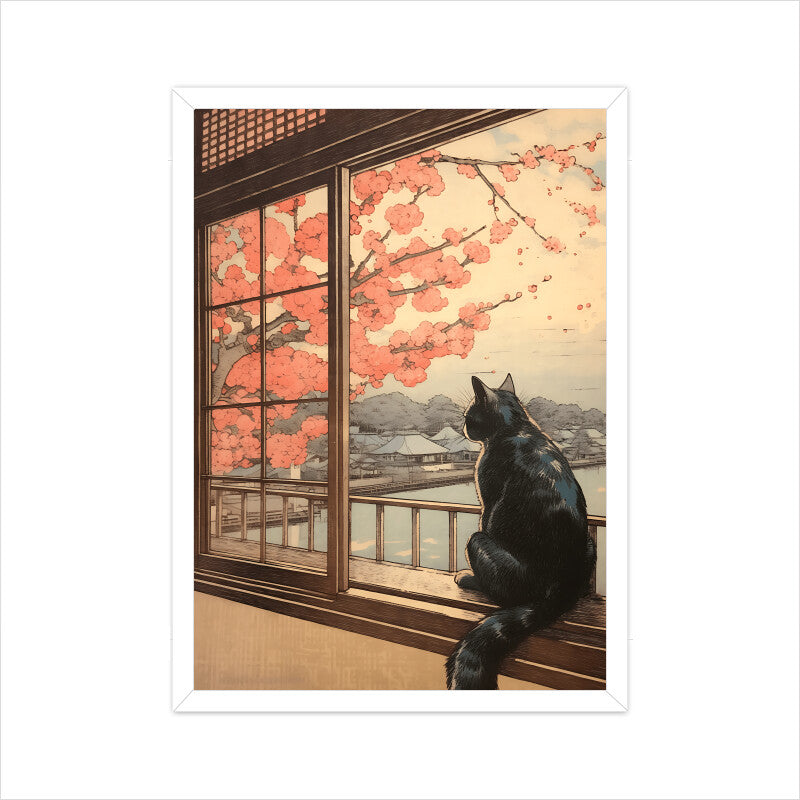 Beautiful Cat Japanese Style Wall Art
