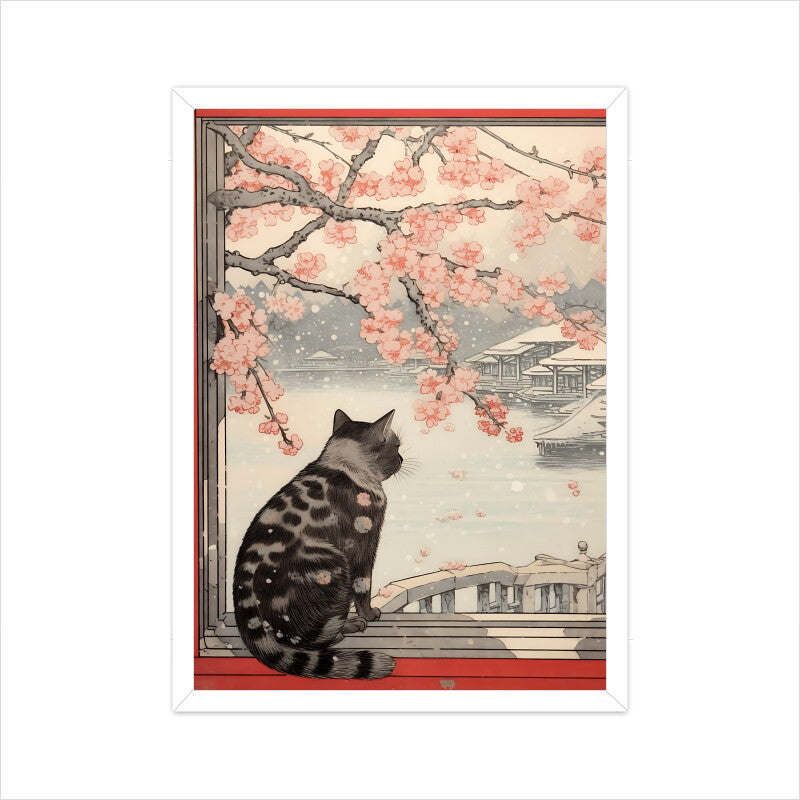 Beautiful Cat Japanese Style Wall Art
