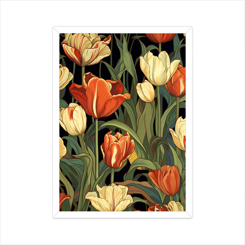 Whimsical Tulip Flowers Wall Art