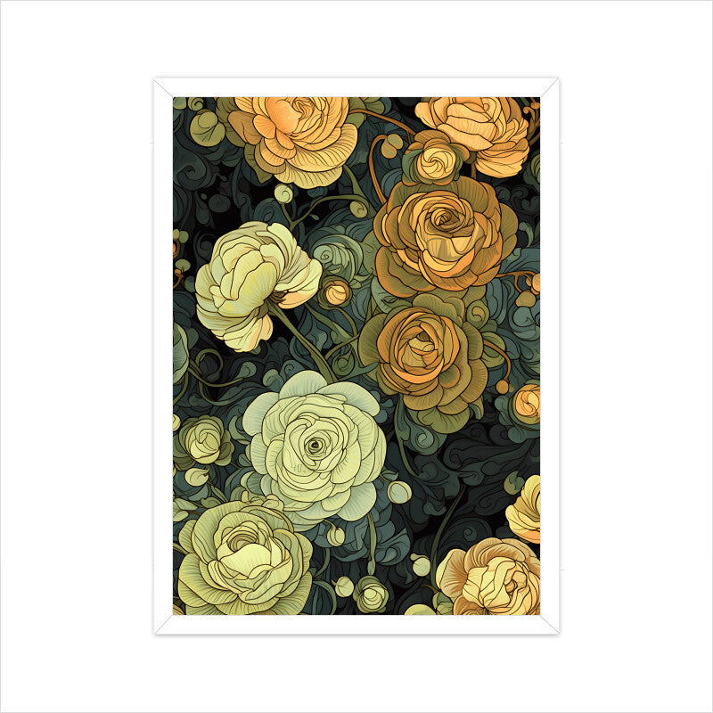Whimsical Rose Flowers Wall Art