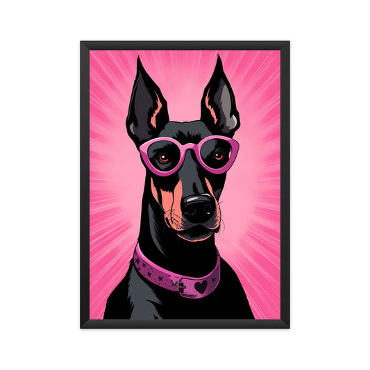 Doberman Pinscher Dog Pink Theme Wall Art