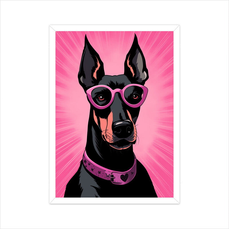 Doberman Pinscher Dog Pink Theme Wall Art