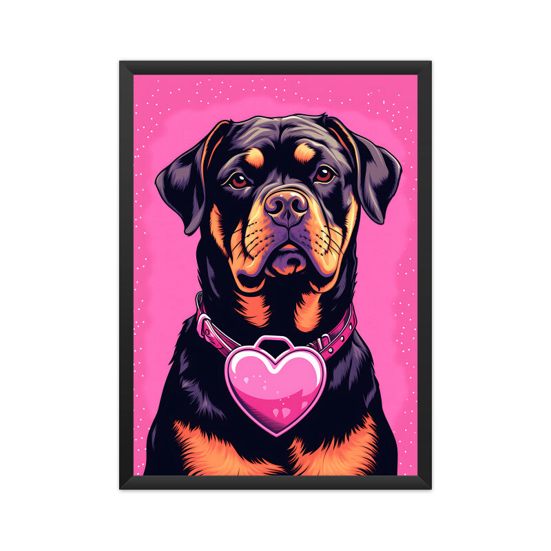 Rottweiler Dog Pink Theme Wall Art