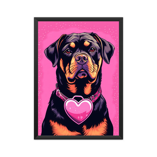 Rottweiler Dog Pink Theme Wall Art