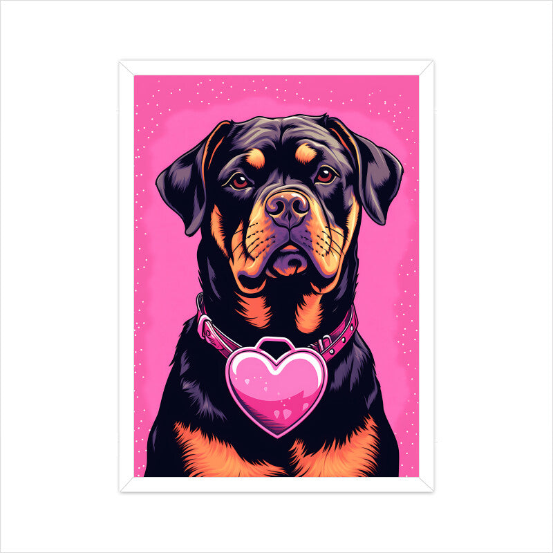 Rottweiler Dog Pink Theme Wall Art