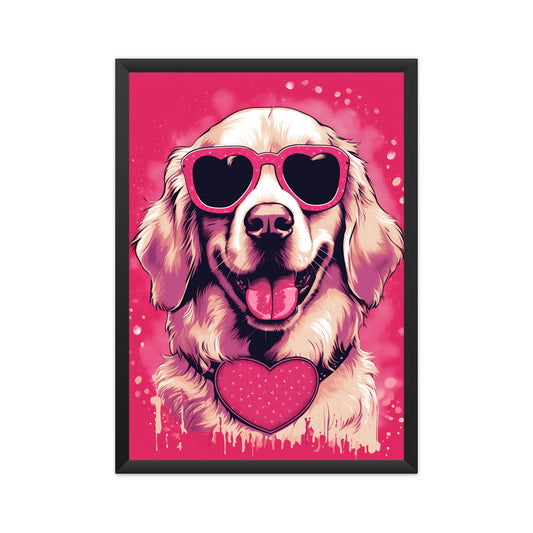 Golden Retriever Dog Pink Theme Wall Art