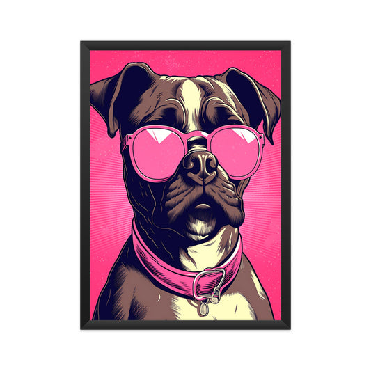 Boxer Dog Pink Theme Wall Art