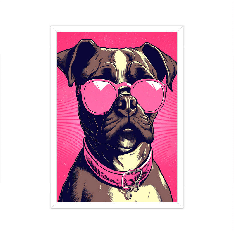 Boxer Dog Pink Theme Wall Art