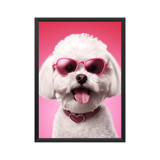 Bichon frise dog Pink Theme Wall Art