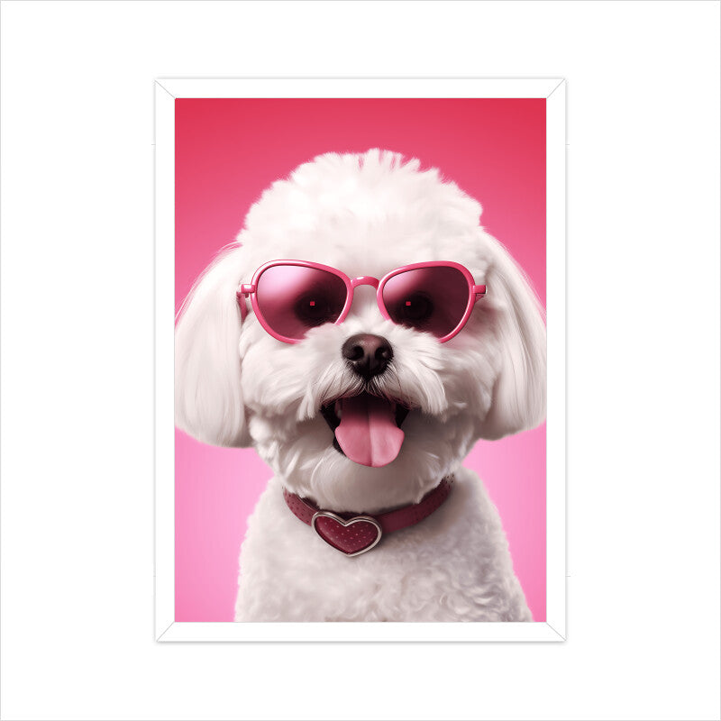 Bichon frise dog Pink Theme Wall Art