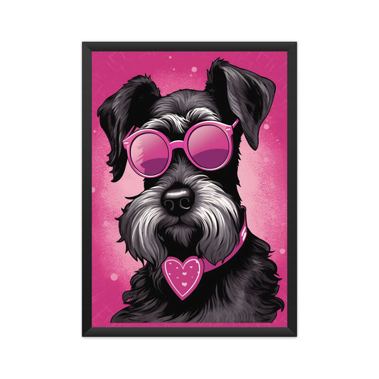 Miniature Schnauzer Dog Pink Theme Wall Art