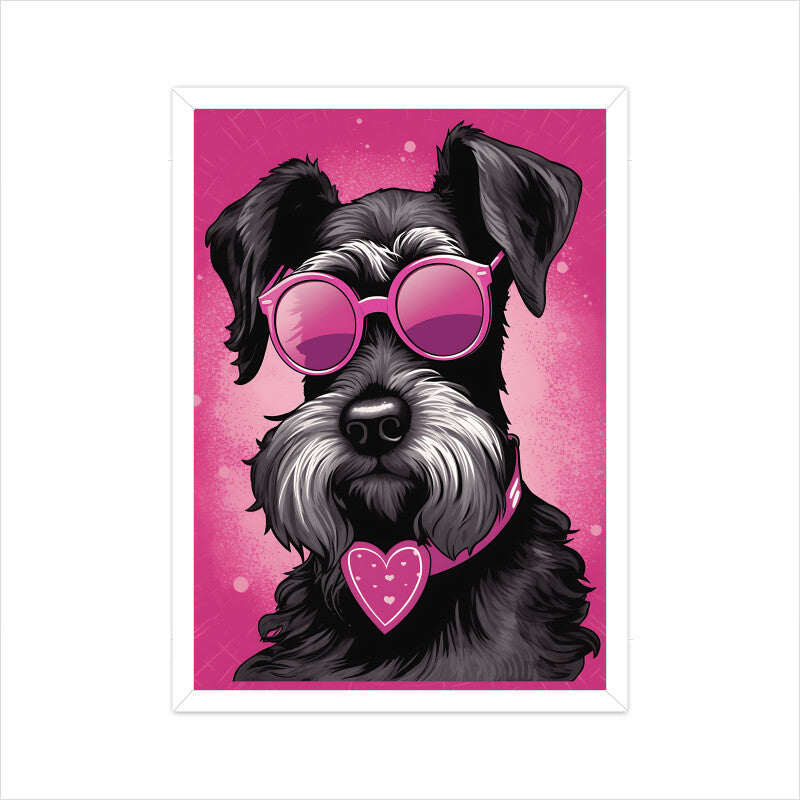 Miniature Schnauzer Dog Pink Theme Wall Art