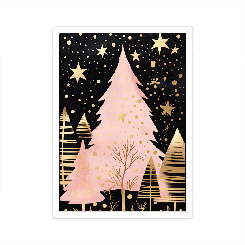 Golden Christmas Tree Wall Art