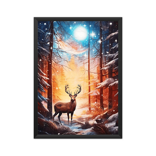 Enchanting snowy forest Deer Wall Art