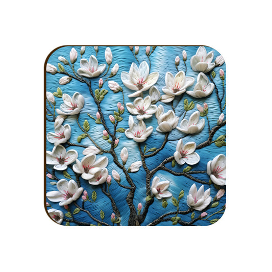 3D flowers Embroidery Design Square Coaster
