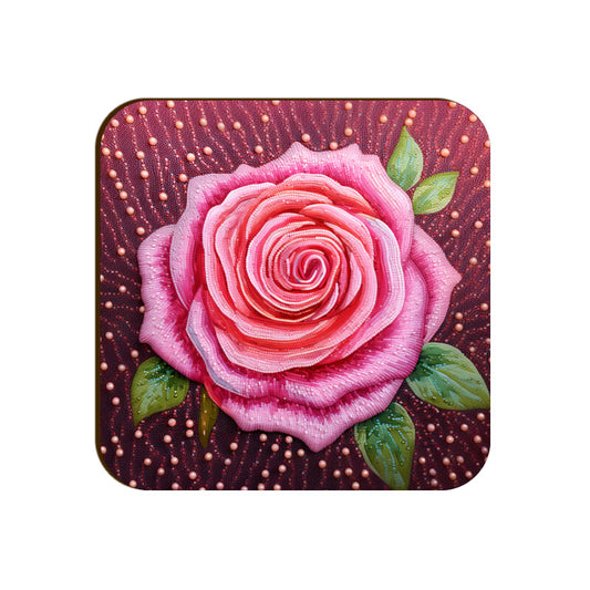 3D flowers Embroidery Design Square Coaster