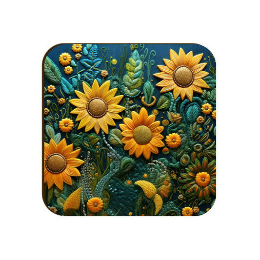 3D flowers Embroidery Design Square Coaster