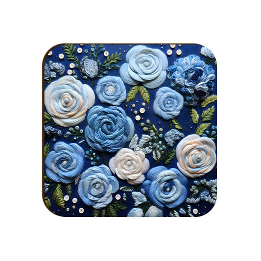 3D flowers Embroidery Design Square Coaster