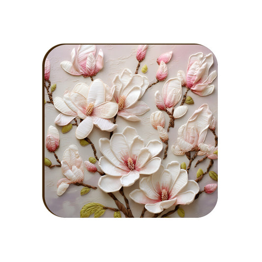 3D flowers Embroidery Design Square Coaster