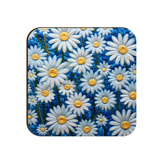 3D flowers Embroidery Design Square Coaster