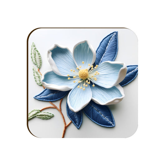3D flowers Embroidery Design Square Coaster
