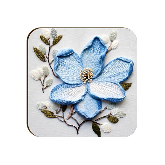 3D flowers Embroidery Design Square Coaster