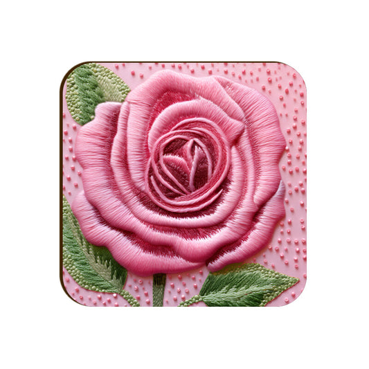 3D flowers Embroidery Design Square Coaster