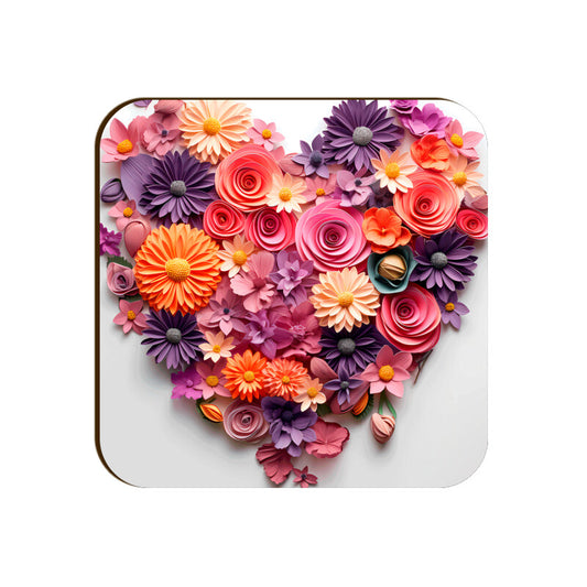 3D Flower Heart Square Coaster