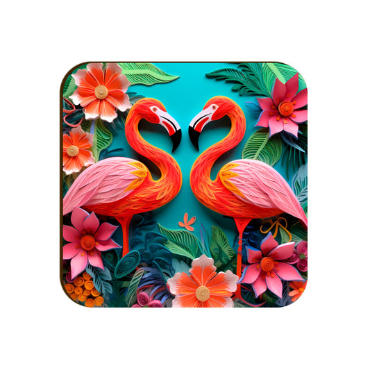 3D Flamingo Square Coaster