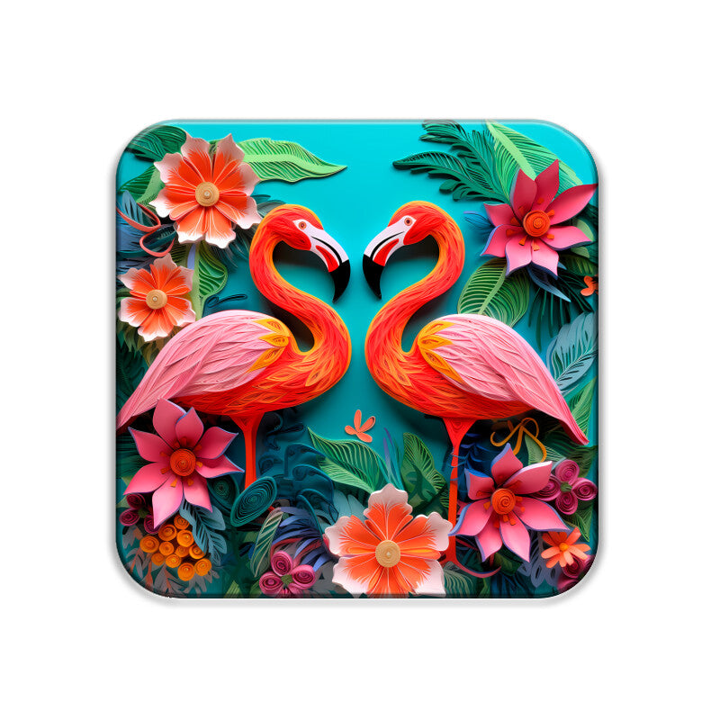 3D Flamingo Square Coaster