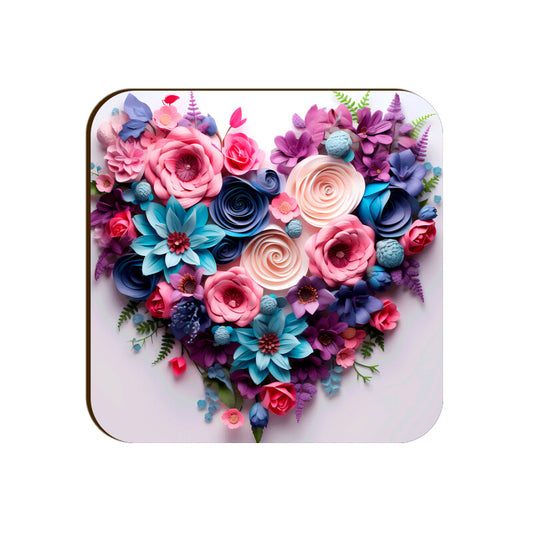 3D Flower Heart Square Coaster