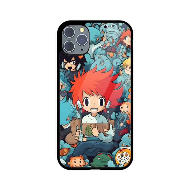 Cartoon Anime Pattern - Apple iphone Glass Phone Cases - Available for all models